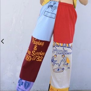 Recycled pieced vintage t shirt bottoms